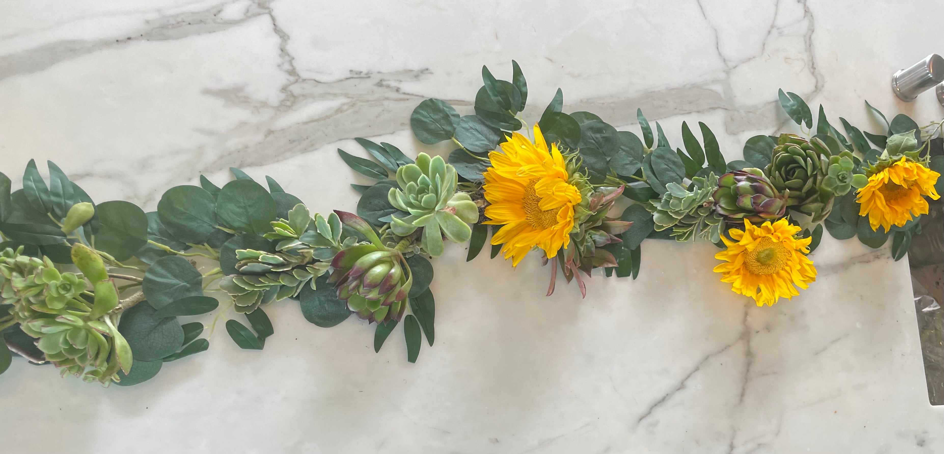 sunflowers and succulents Sunflower and Succulent Garlands for Baby Shower – SeaGardens Marin